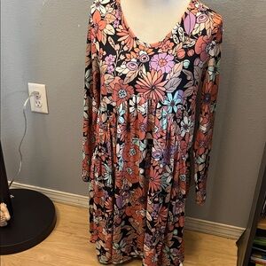Vibrant Floral Long Sleeve Dress